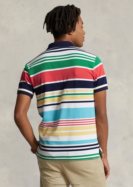 multi alb bărbați Ralph Lauren tricou polo cu ochiuri în dungi, cu potrivire clasică 04688555