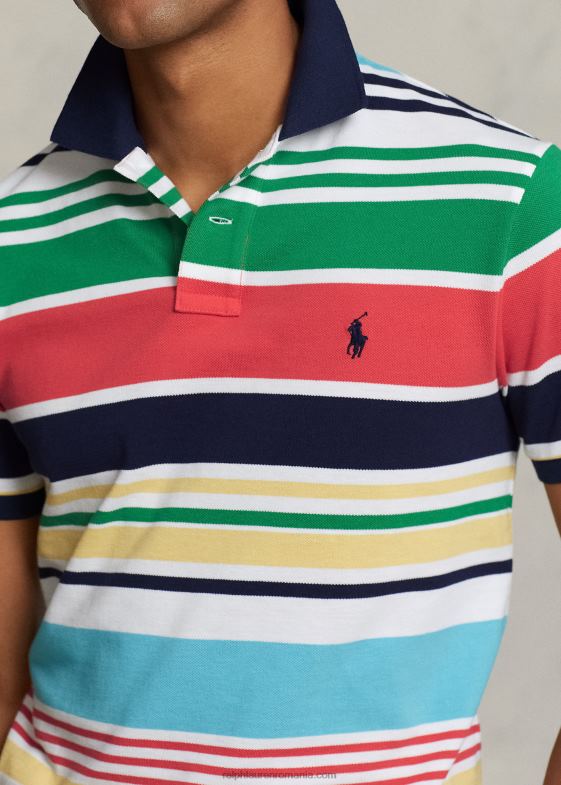 multi alb bărbați Ralph Lauren tricou polo cu ochiuri în dungi, cu potrivire clasică 04688555