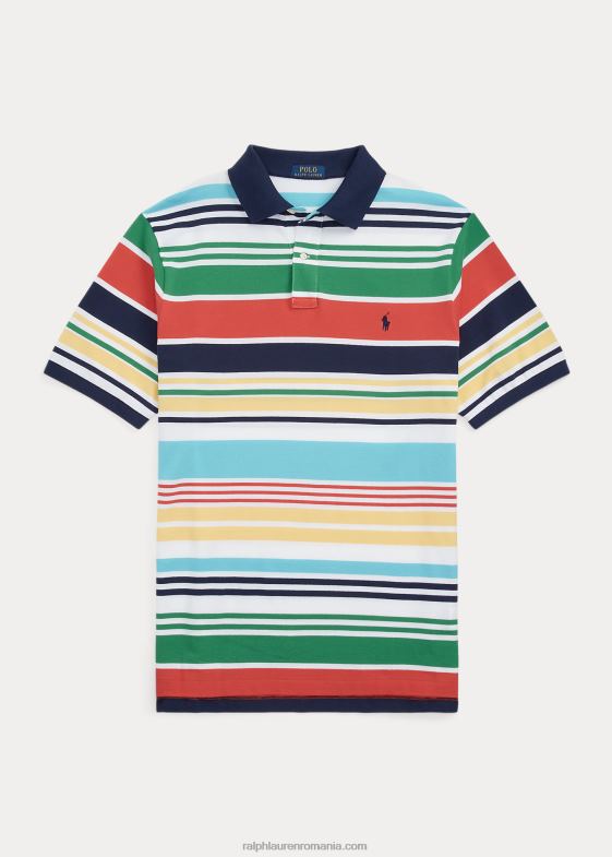 multi alb bărbați Ralph Lauren tricou polo cu plasă în dungi 046881469