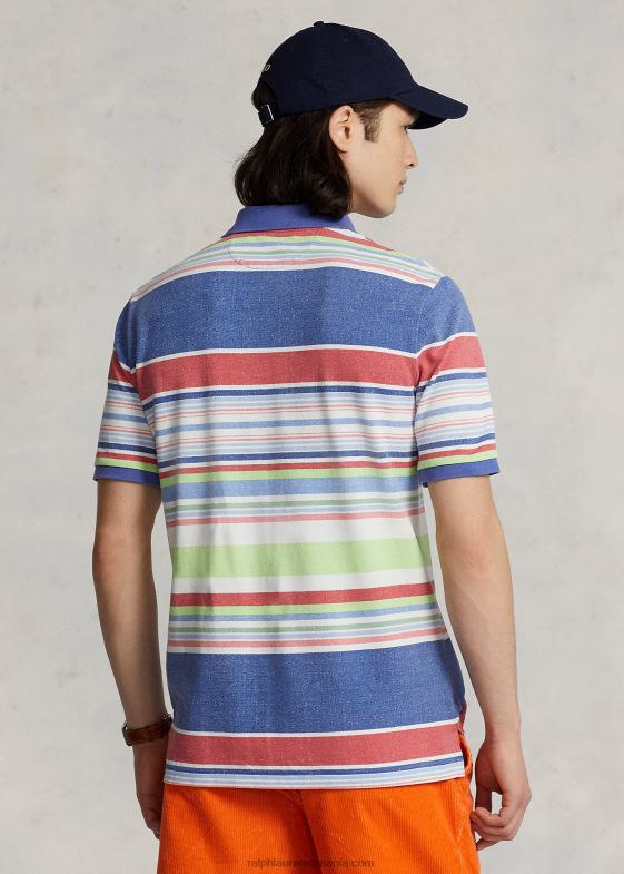 multi albastru bărbați Ralph Lauren tricou polo cu ochiuri în dungi, cu potrivire clasică 046888601