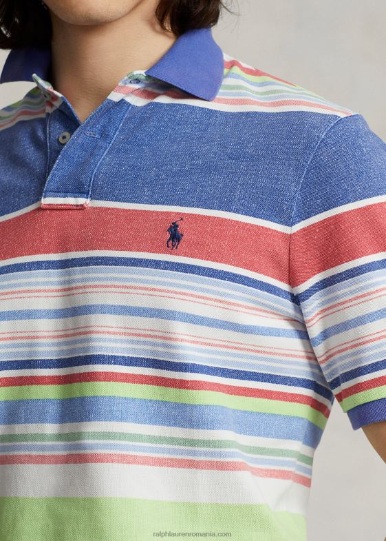 multi albastru bărbați Ralph Lauren tricou polo cu ochiuri în dungi, cu potrivire clasică 046888601