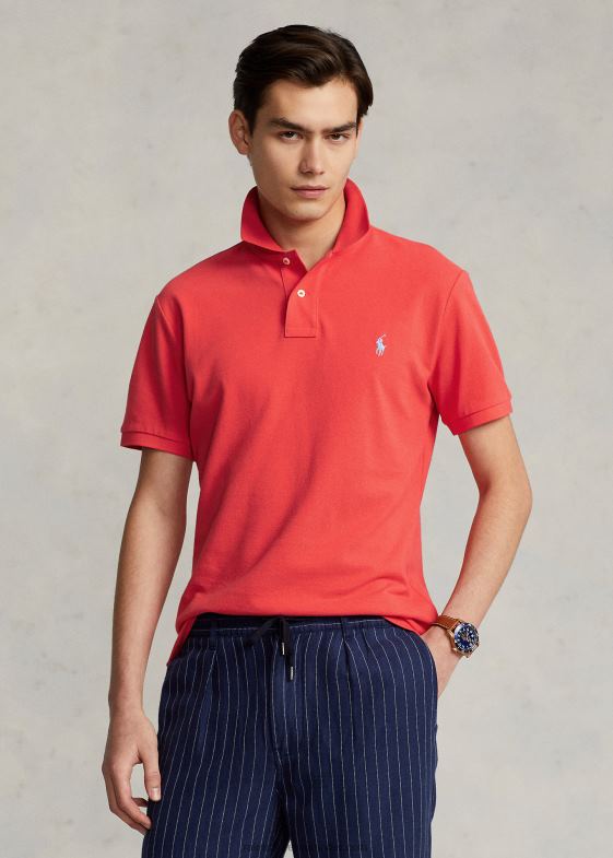 recif roșu bărbați Ralph Lauren Tricou polo slim din plasă casual/de lucru 0468840