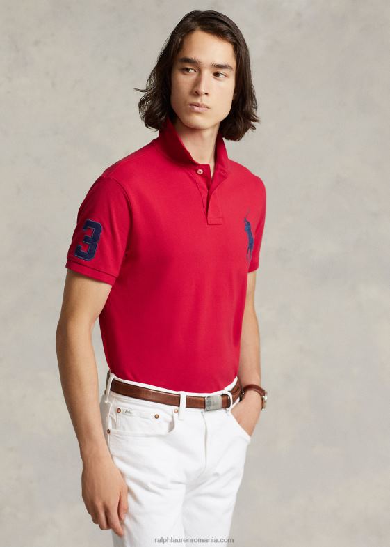 rl 2000 rosu bărbați Ralph Lauren Tricou polo personalizat slim fit big pony plasă 04688848