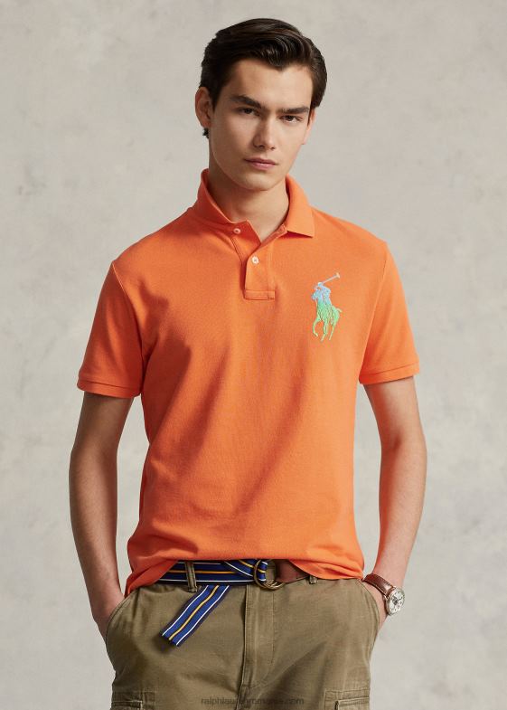 stațiune portocalie bărbați Ralph Lauren tricou polo cu plasă mare ponei - toate se potrivesc 04688564