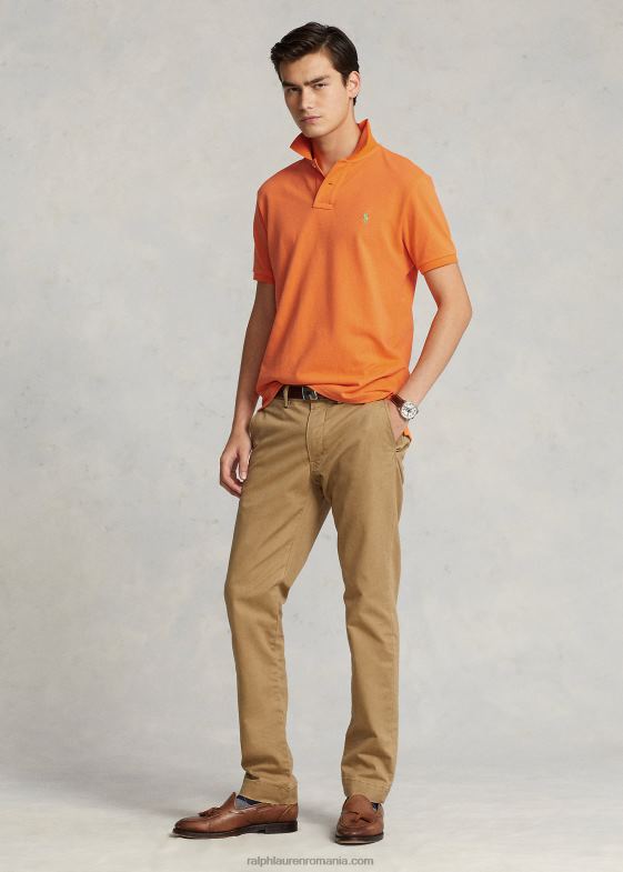stațiune portocalie bărbați Ralph Lauren tricou polo slim fit din plasă 046888358