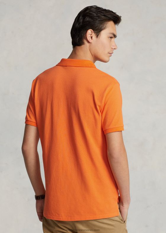 stațiune portocalie bărbați Ralph Lauren tricou polo slim fit din plasă 046888358