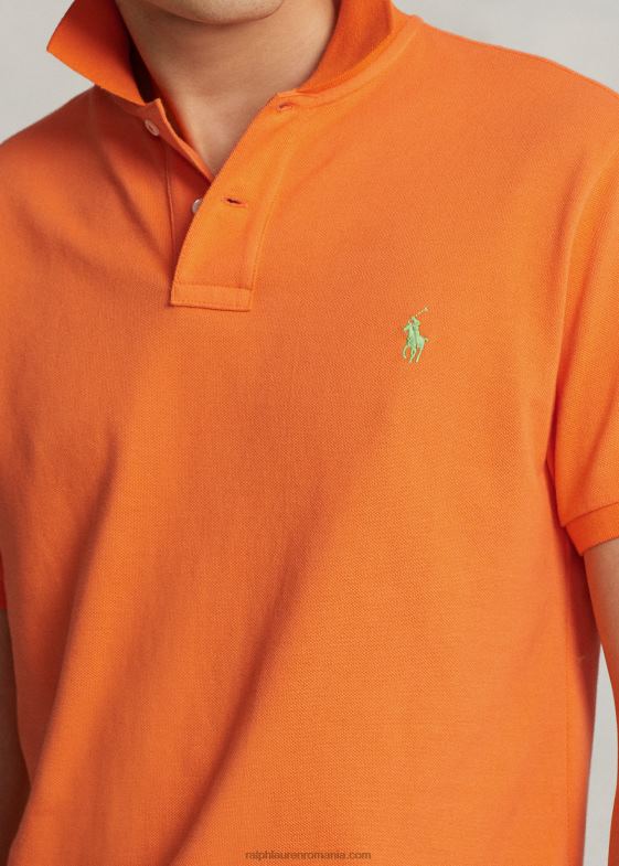 stațiune portocalie bărbați Ralph Lauren tricou polo slim fit din plasă 046888358