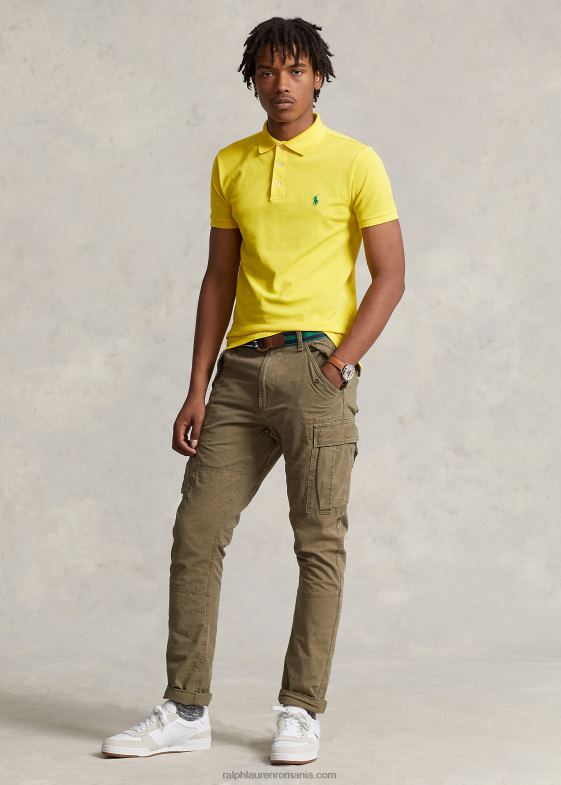 zdrobită de lămâie bărbați Ralph Lauren Tricou polo slim fit din plasă elastică 04688951