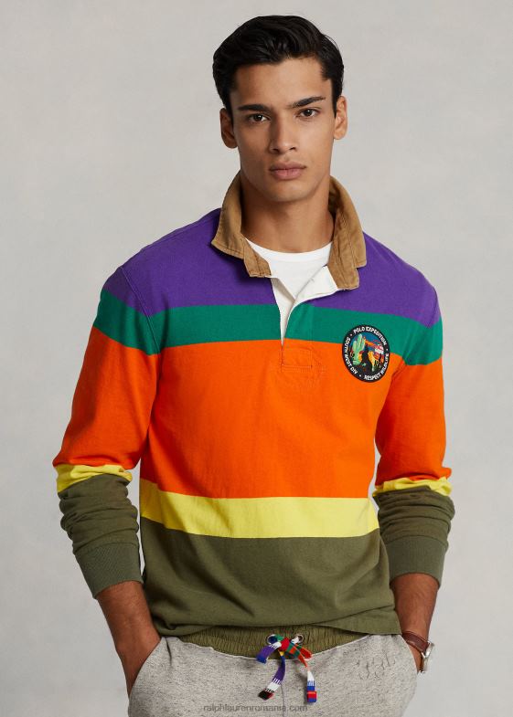 cactus violet multi bărbați Ralph Lauren tricou de rugby din tricou cu dungi, cu potrivire clasică 046888480