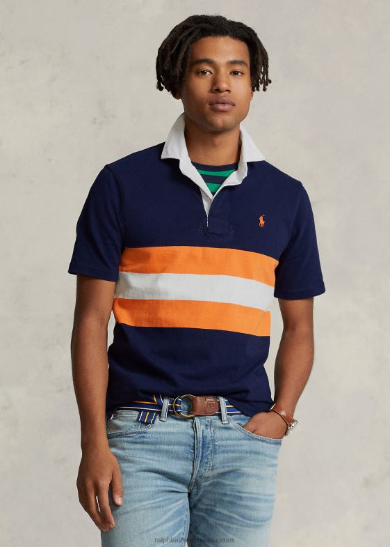 croazieră navy multi bărbați Ralph Lauren tricou de rugby din tricou cu dungi, cu potrivire clasică 04688539