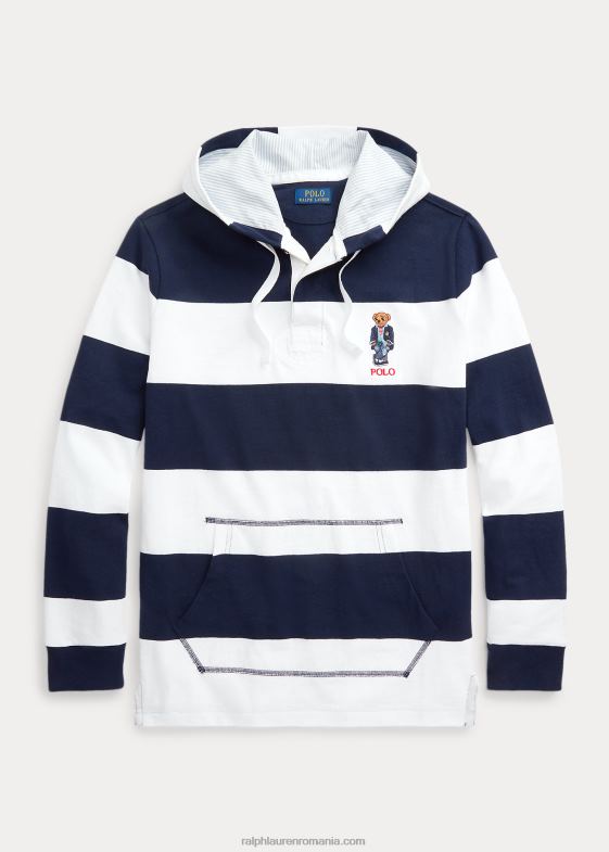 cruise navy/alb bărbați Ralph Lauren tricou de rugby cu glugă din tricou de urs polo 04688665