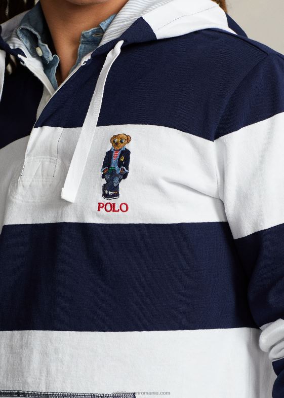 cruise navy/alb bărbați Ralph Lauren tricou de rugby cu glugă din tricou de urs polo 04688665