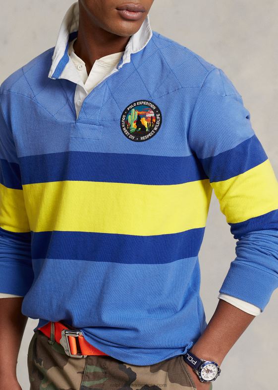 maidstone blue multi bărbați Ralph Lauren tricou de rugby din tricou cu dungi, cu potrivire clasică 04688638