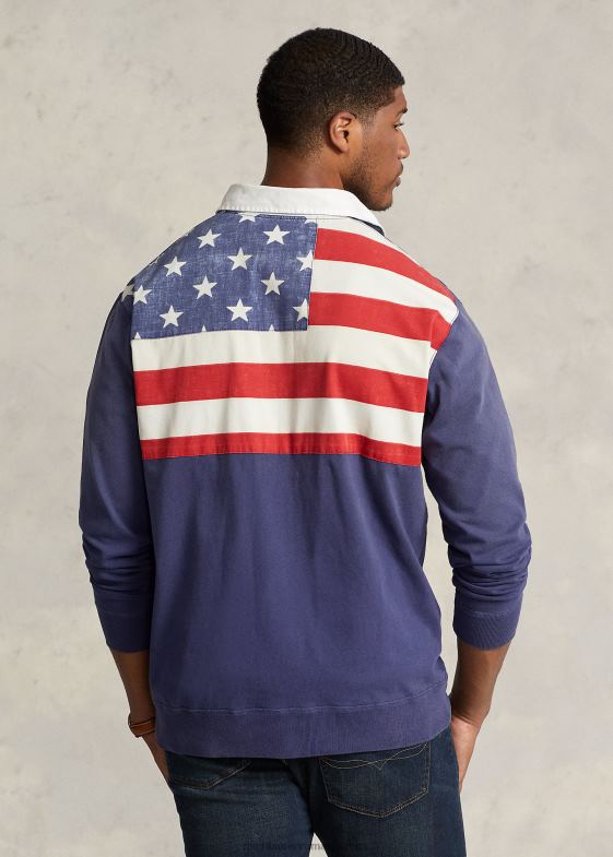 marina marina bărbați Ralph Lauren Tricou de rugby din tricou cu steag 046881652