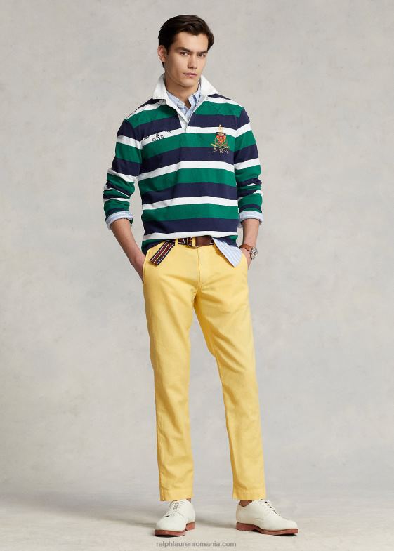 multi verde atletic bărbați Ralph Lauren tricou de rugby din tricou cu dungi, cu potrivire clasică 04688797