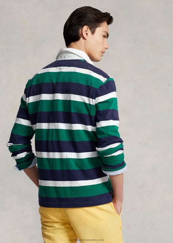 multi verde atletic bărbați Ralph Lauren tricou de rugby din tricou cu dungi, cu potrivire clasică 04688797