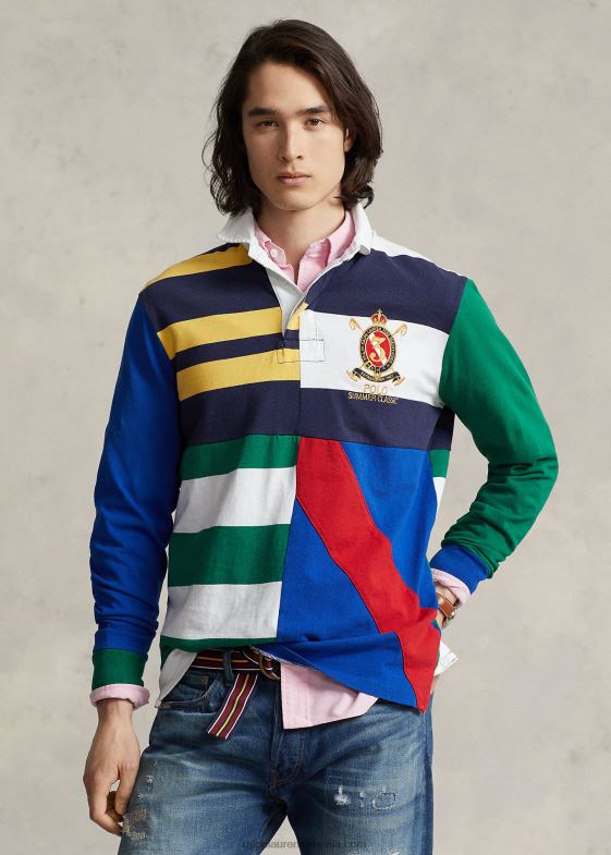 newport navy multi bărbați Ralph Lauren Tricou de rugby din tricou patchwork cu potrivire clasică 04688646