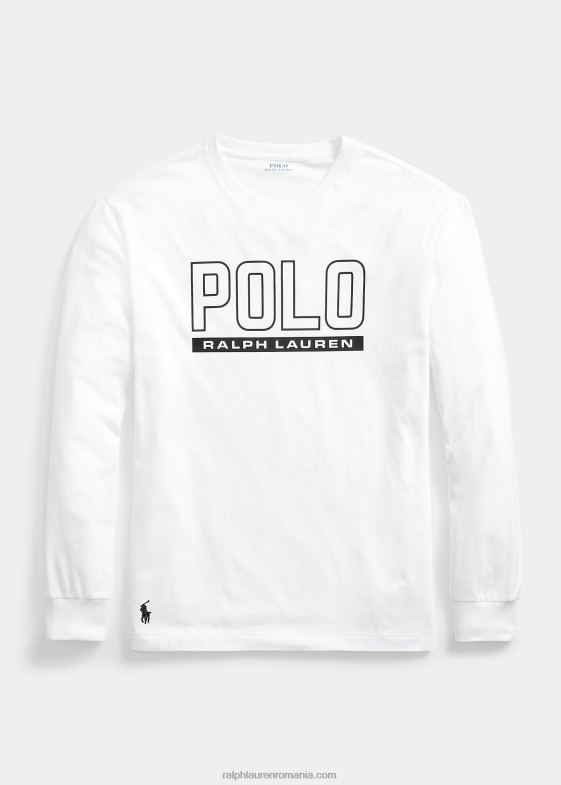 alb bărbați Ralph Lauren tricou cu decor clasic din jerseu cu logo 046888500
