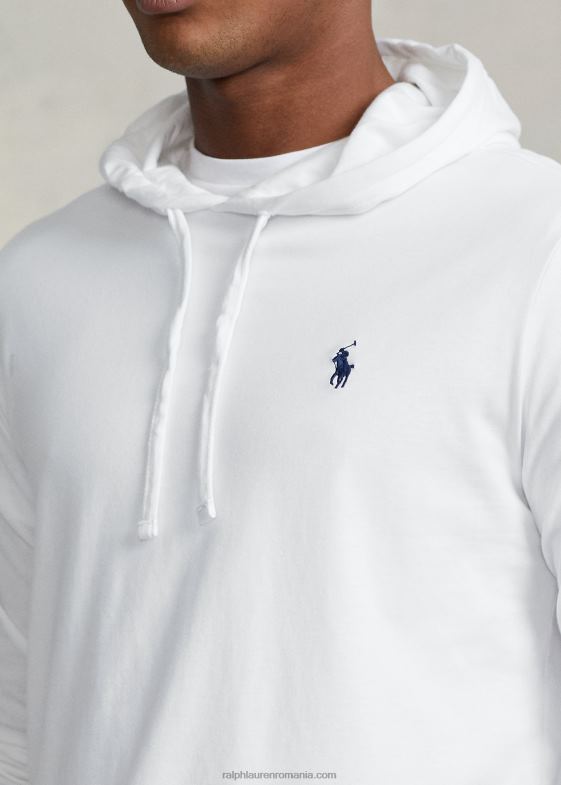 alb bărbați Ralph Lauren tricou cu glugă din jerseu 04688309