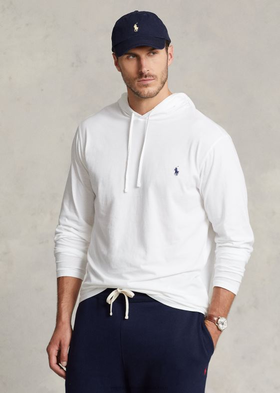 alb bărbați Ralph Lauren tricou cu glugă din jerseu 046888400