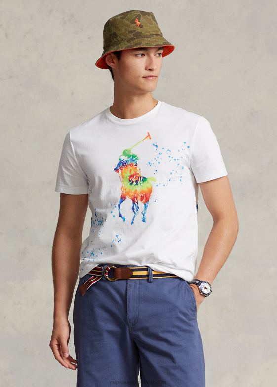 alb bărbați Ralph Lauren tricou cu potrivire clasică din tricou mare ponei 04688885