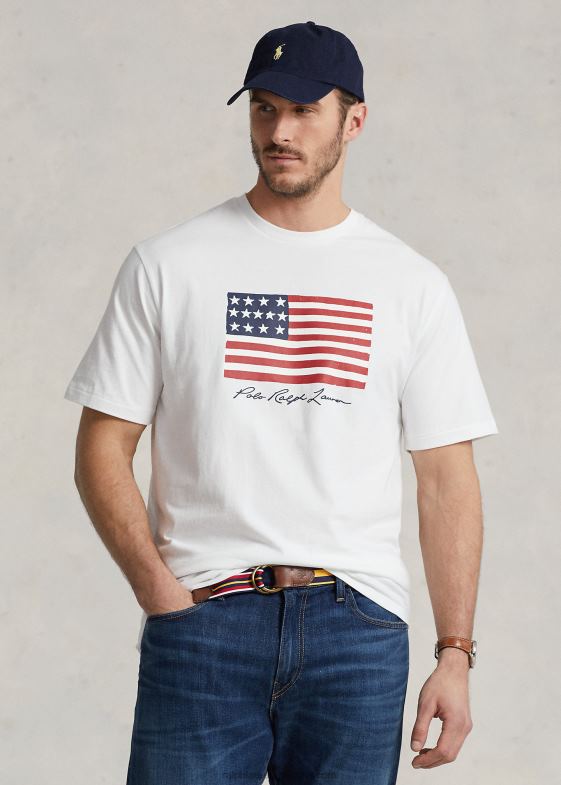 alb bărbați Ralph Lauren tricou din drapel 046881464