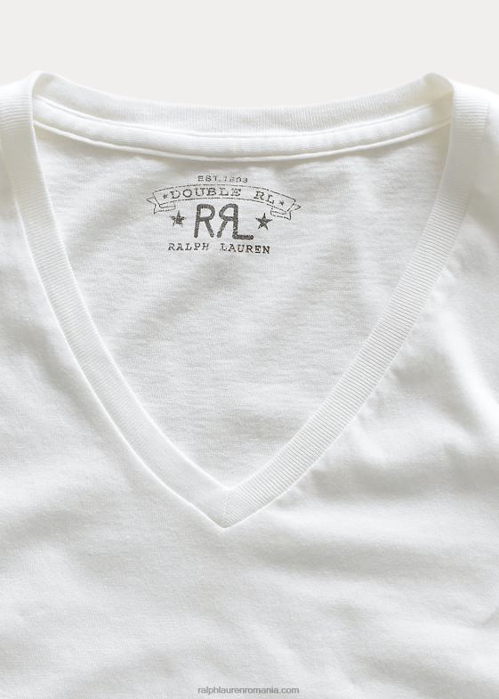 alb bărbați Ralph Lauren tricou din jerseu cu decolteu în V 046881690