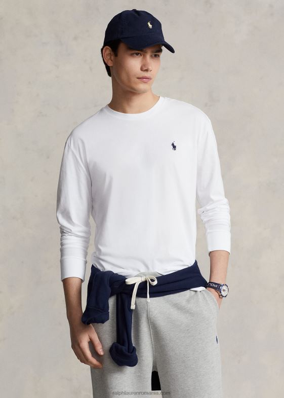 alb bărbați Ralph Lauren tricou din tricou cu logo cu potrivire clasică 04688866