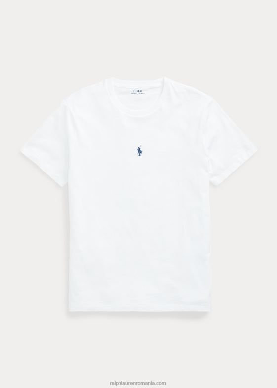 alb bărbați Ralph Lauren tricou personalizat slim fit din jerseu cu decolteu 04688463