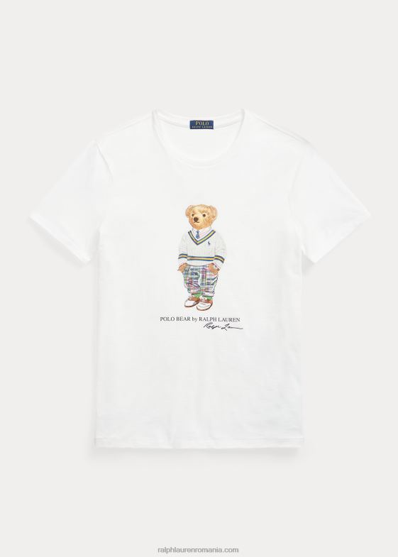 alb prep hampton bear bărbați Ralph Lauren tricou din jerseu de urs polo cu potrivire clasică 04688522