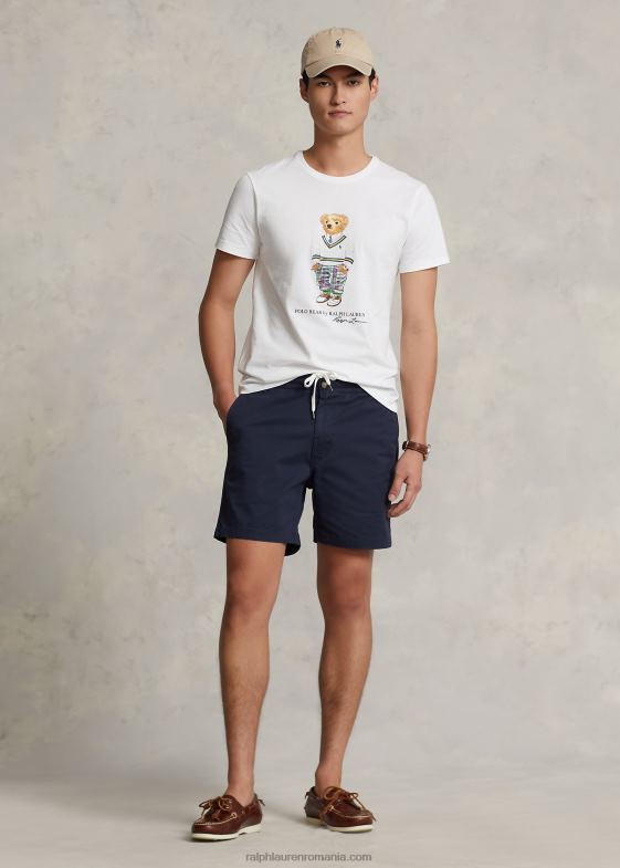 alb prep hampton bear bărbați Ralph Lauren tricou din jerseu de urs polo cu potrivire clasică 04688522