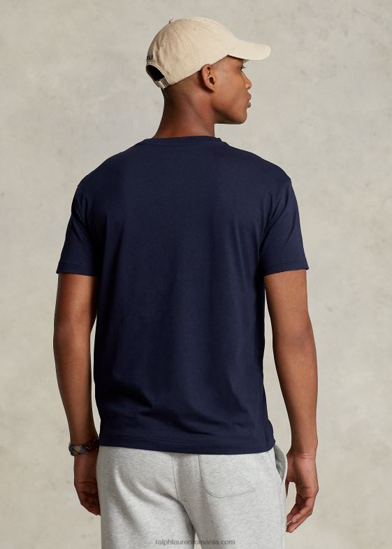 cerneală bărbați Ralph Lauren tricou din jerseu cu decolteu în V cu potrivire clasică 04688215