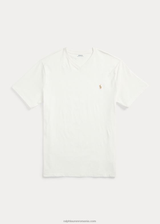 deckwash alb bărbați Ralph Lauren tricou din jerseu cu decolteu în V 046881847