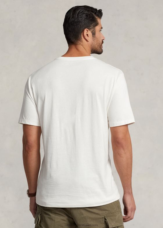 deckwash alb bărbați Ralph Lauren tricou din jerseu cu decolteu în V 046881847