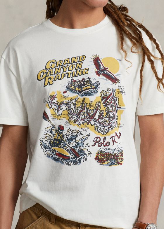 deckwash alb bărbați Ralph Lauren tricou grafic din tricou cu potrivire clasică 04688721