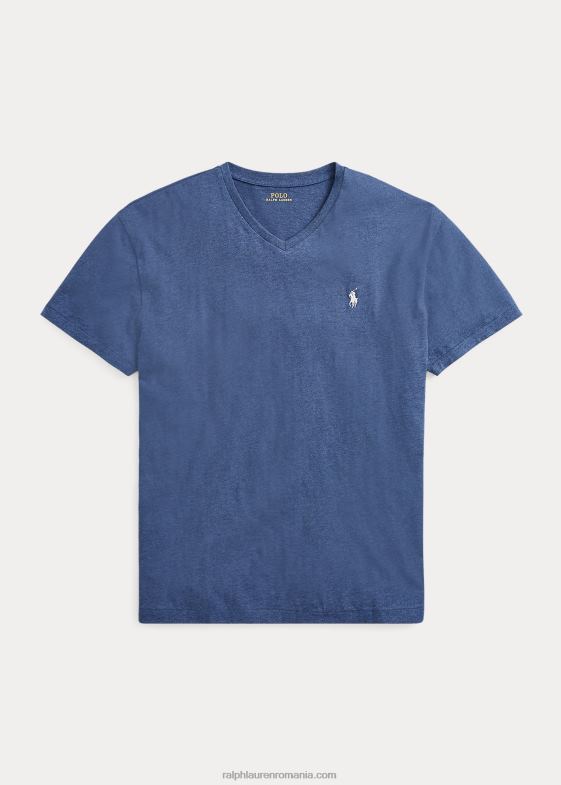 derby blue heather bărbați Ralph Lauren tricou din jerseu cu decolteu în V cu potrivire clasică 04688213