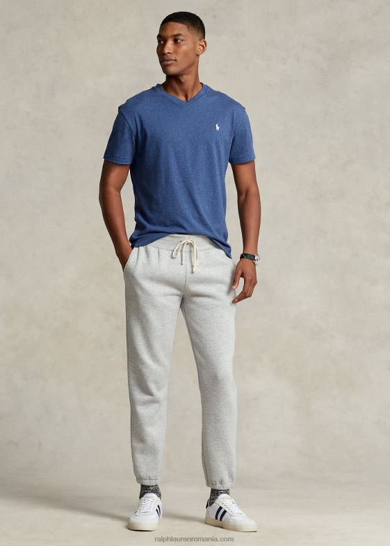 derby blue heather bărbați Ralph Lauren tricou din jerseu cu decolteu în V cu potrivire clasică 04688213