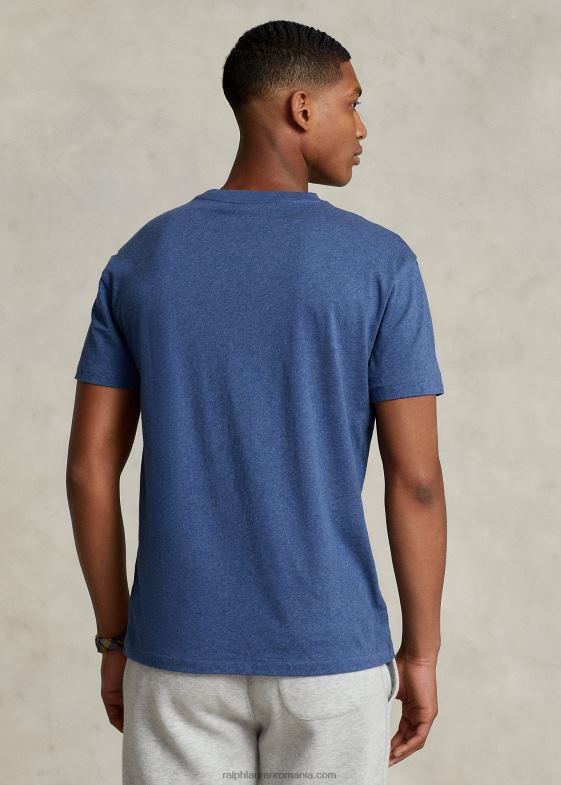 derby blue heather bărbați Ralph Lauren tricou din jerseu cu decolteu în V cu potrivire clasică 04688213