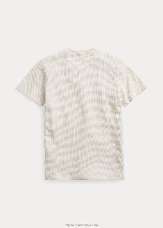 hârtie albă bărbați Ralph Lauren cămașă henley cu mâneci scurte din tricot waffle 046881705