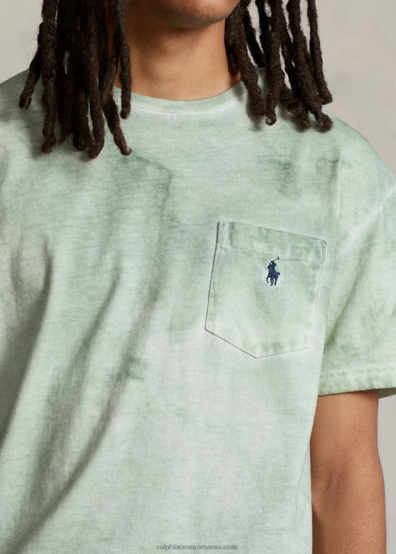 mentă decolorată bărbați Ralph Lauren tricou cu buzunar din bumbac-in, cu potrivire clasică 04688549