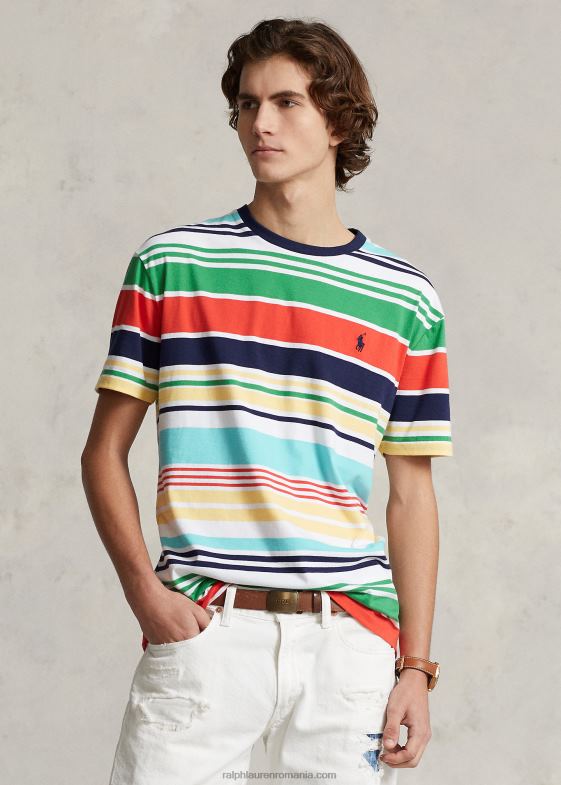 multi alb bărbați Ralph Lauren tricou din jerse cu dungi, cu potrivire clasică 04688322