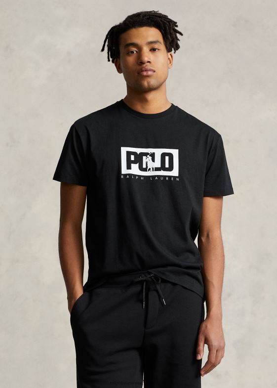 negru bărbați Ralph Lauren tricou din tricou cu logo cu potrivire clasică 04688501