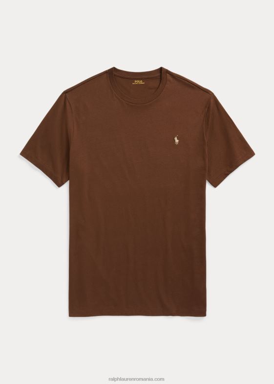 ramură maro bărbați Ralph Lauren tricou din jerseu cu decolteu 046888709