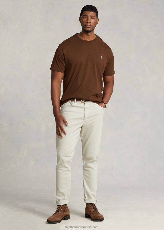 ramură maro bărbați Ralph Lauren tricou din jerseu cu decolteu 046888709