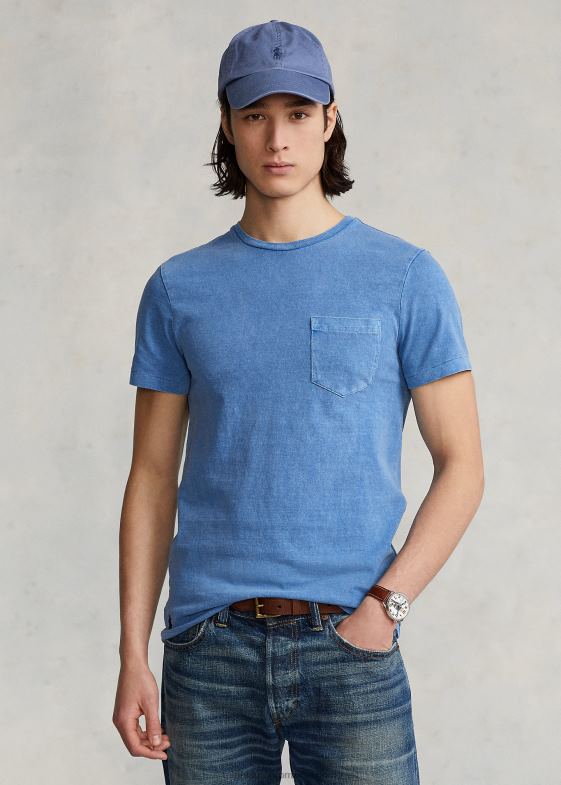 retragere albastru bărbați Ralph Lauren tricou personalizat slim fit cu buzunar din jerse 046888557