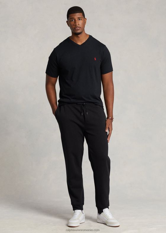 rl negru bărbați Ralph Lauren tricou din jerseu cu decolteu în V 046881845