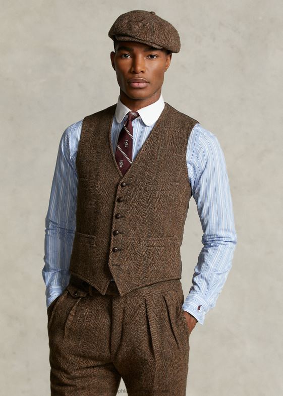 bărbați Ralph Lauren vesta din tweed din colecția morehouse 046881311