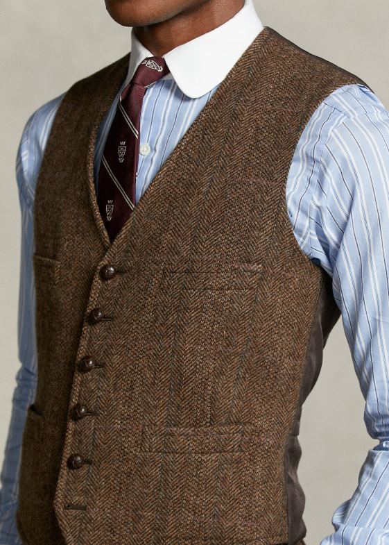 bărbați Ralph Lauren vesta din tweed din colecția morehouse 046881311