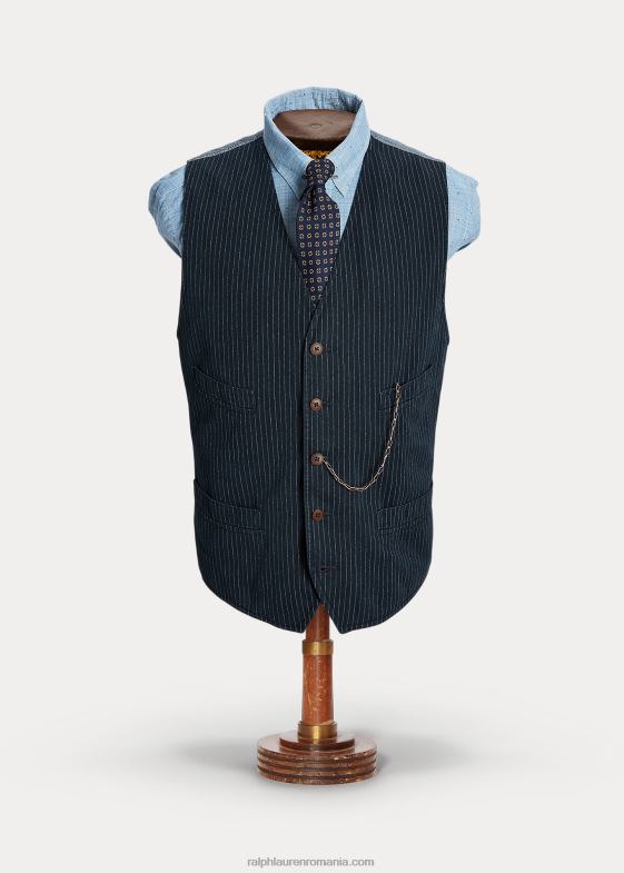 cu dungi indigo bărbați Ralph Lauren vestă cu dungi pinstripe 046881746