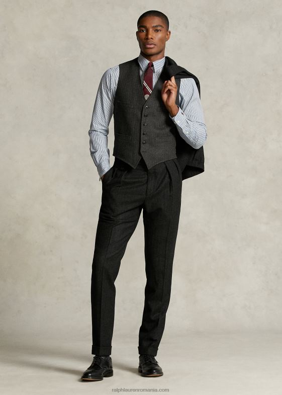 gri inchis bărbați Ralph Lauren vesta cu dungi din colecția Morehouse 046881296